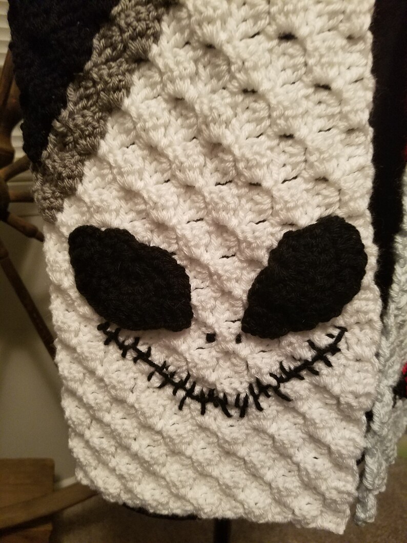 Jack Skellington/sally Inspired C2C Crochet Scarf Etsy