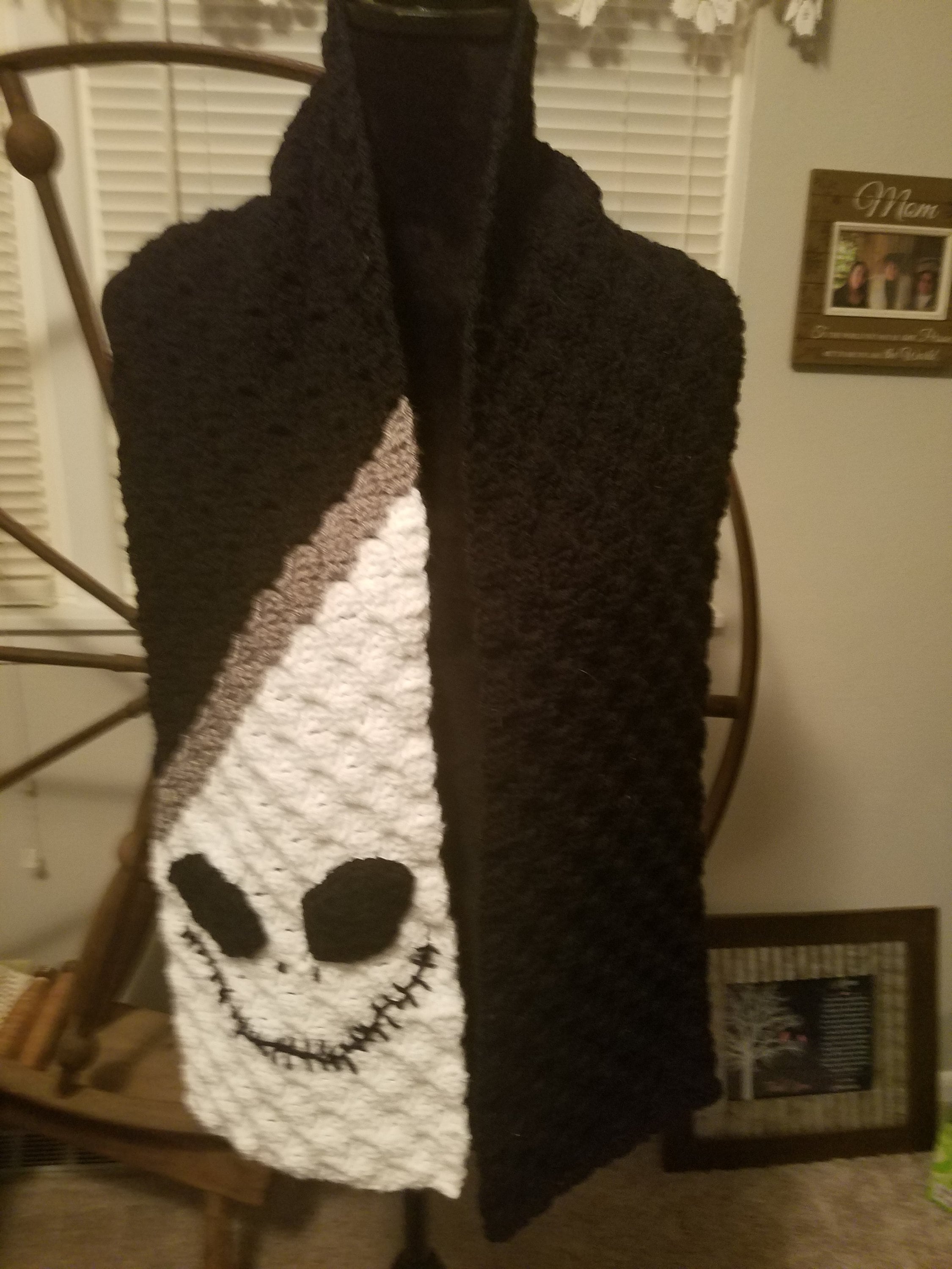 C2C Crochet Jack Skellington Inspired Scarf Etsy