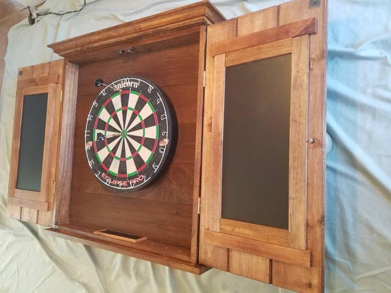 Custom Hand Crafted Dart Board Cabinet With 2 Pc Crown Etsy