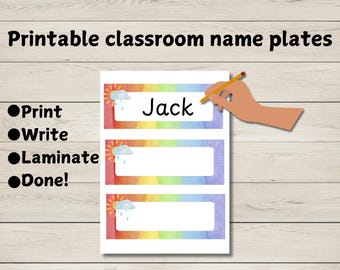 Personalized Name Plates - Rainbow Theme | Digital Download | Custom Printable Name Tags