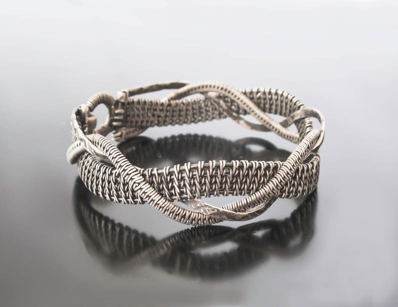 Wire Wrapped Jewelry Silver bangle bracelet Celtic silver jewelry Infinity bangle Celtic infinity bracelet Unisex bracelet for women jewelry