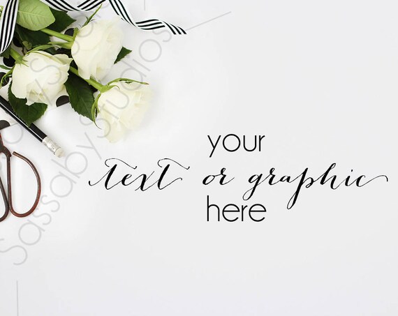 Black White Roses Desk Styled Stock Photography