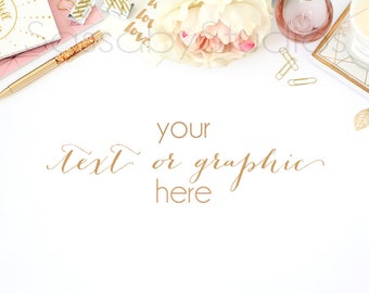 Download Free Pink & Gold Desk Styled Stock Photography / Product Mockup / Styled Photo / Blog / Website / Sassaby Studios / Soft Pink High Res File #0018 PSD Template