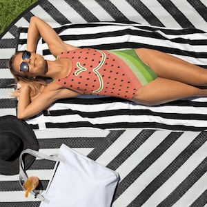Watermelon One-Piece Swimsuit – Summer Vibes | Original Design, Youthful Colors, Print-on-Demand, excellent quality, double-lined swimsuit