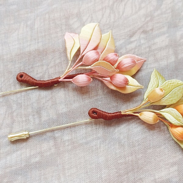 Mulberry silk wrapped flowers brooch * Intangible Cultural Heritage * culture feature * brooch pin * handmade jewelry * accessories