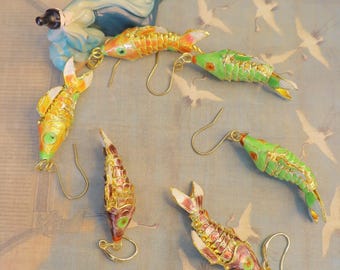 Handmade Fish Dangle Earrings: Summer Jewelry with Silver Hooks