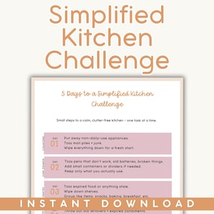 Kitchen Declutter Printable | One Page Simplified Kitchen Planner | Home Organization PDF