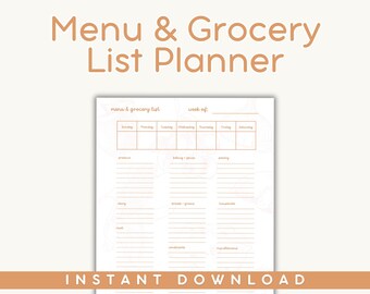 Weekly Meal Planner Printable | Family Menu & Grocery List (PDF Download)