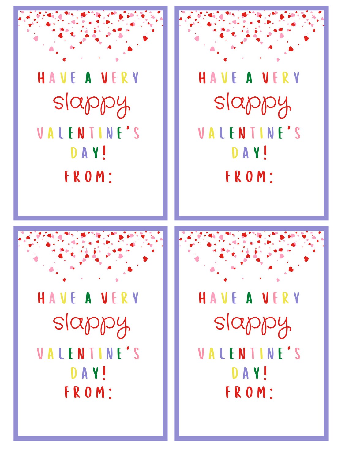 Printable Slap Bracelet Valentine's Day Cards, Classroom Valentine's ...
