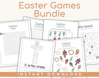 Christian Easter Worksheets for Kids Printable Pack | Religious Easter Activities | Resurrection Story Homeschool Morning Work (18 Pages)