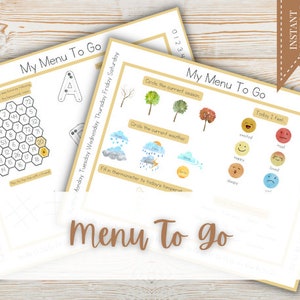 Printable Placemat, Activity Table Mat, Printable Placemat, Morning Menu To Go