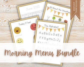 Morning Menu Bundle, Preschool Homeschool, Morning Basket, Preschool Printables, Morning Time