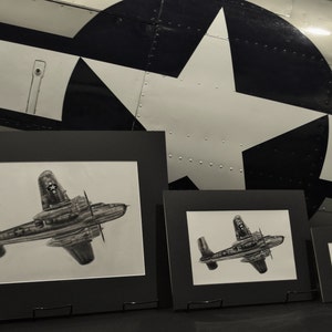 World War II US Army Air Force B-25 Mitchell Bomber Aviation Art