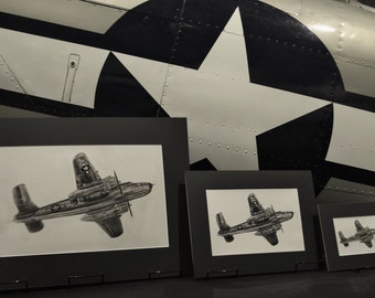 World War II US Army Air Force B-25 Mitchell Bomber Aviation Art