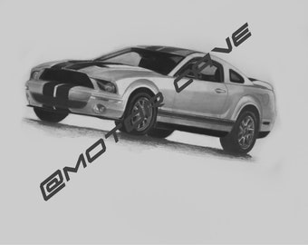 Ford Mustang GT500 Muscle Car Framed Automotive Poster