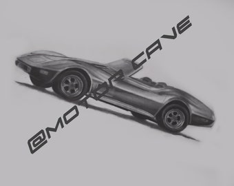 Chevrolet Corvette C3 Convertible Muscle Car Framed Automotive Poster 1/100