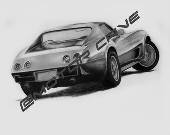 Chevrolet Corvette C3 Convertible Muscle Car Framed Automotive Poster 1/100