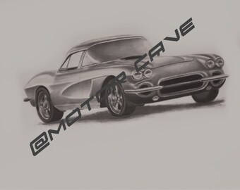 Chevrolet Corvette C1 Muscle Car Framed Automotive Poster