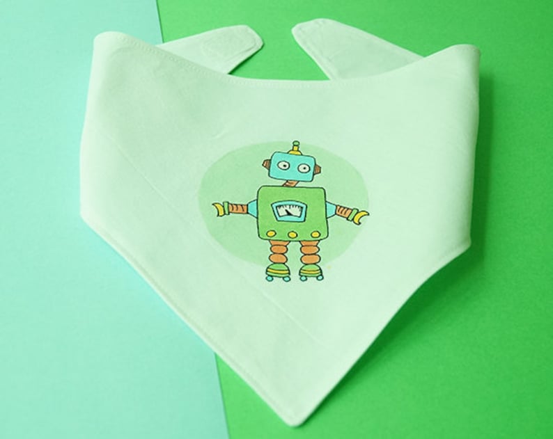 Burp Cloth Handpainted Organic Cotton Baby Bandana Bib with Adjustable Snaps Authentic Baby Gift Baby Shower Gift Teething Bib
