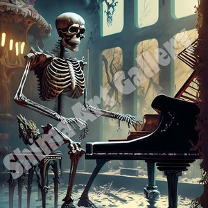 Skeleton playing piano | Digital Art Print, Wall Art, AI Generated, AI Art, Digital Download,  Printable