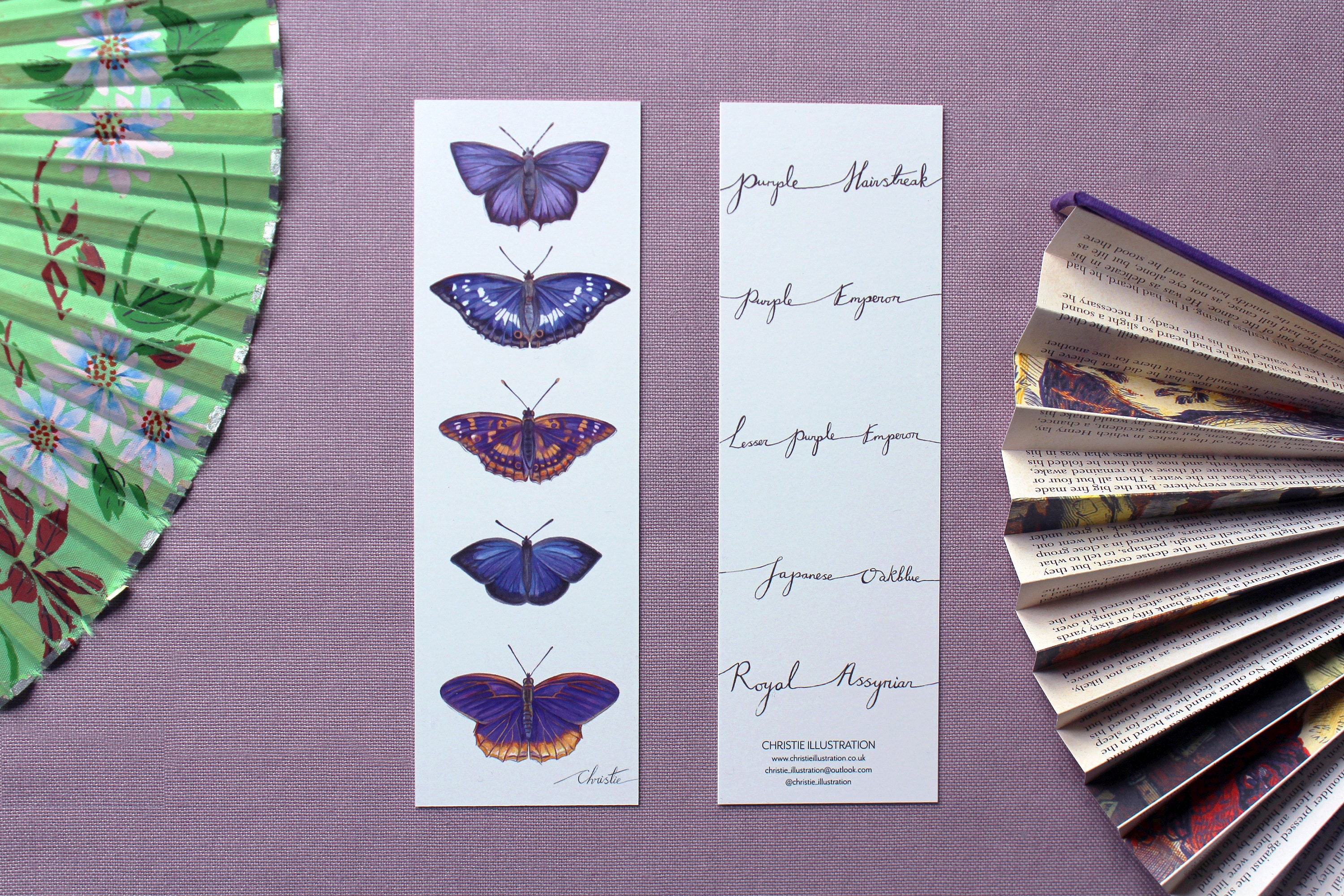 Purple Bookmark butterfly bookmark illustrated bookmark Etsy