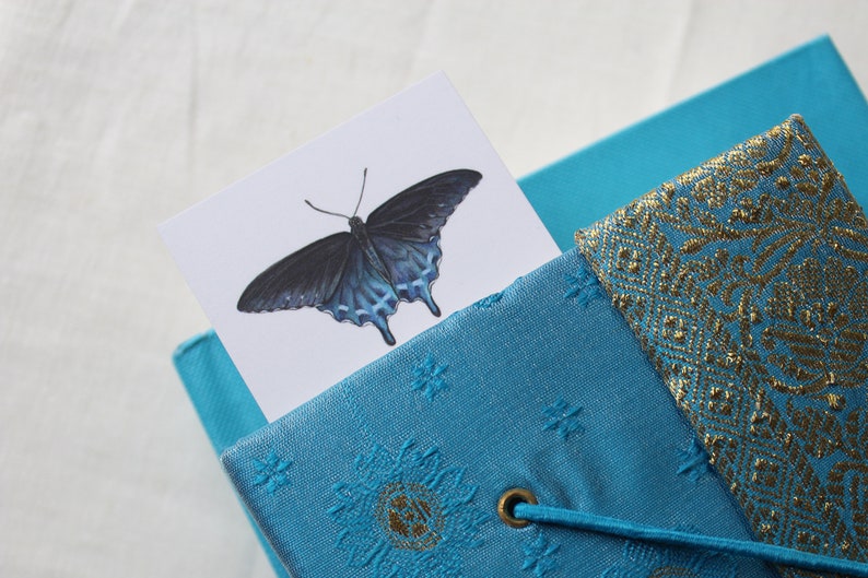 Blue Bookmark, butterfly, bookmark, illustrated bookmark, bookmark set, book lovers gift, birthday, gift, book merchandise, reading, books image 5