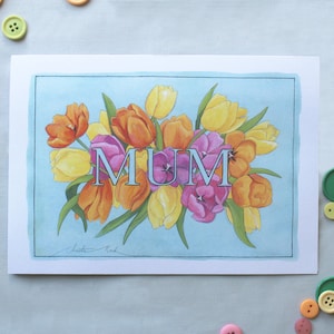 Mother's Day Card, Mother's Day, Darwin Tulips, Tulips, Tulip, A5, Recycled, Greeting Card, Card, Flowers, Floral, colourful, colour, color