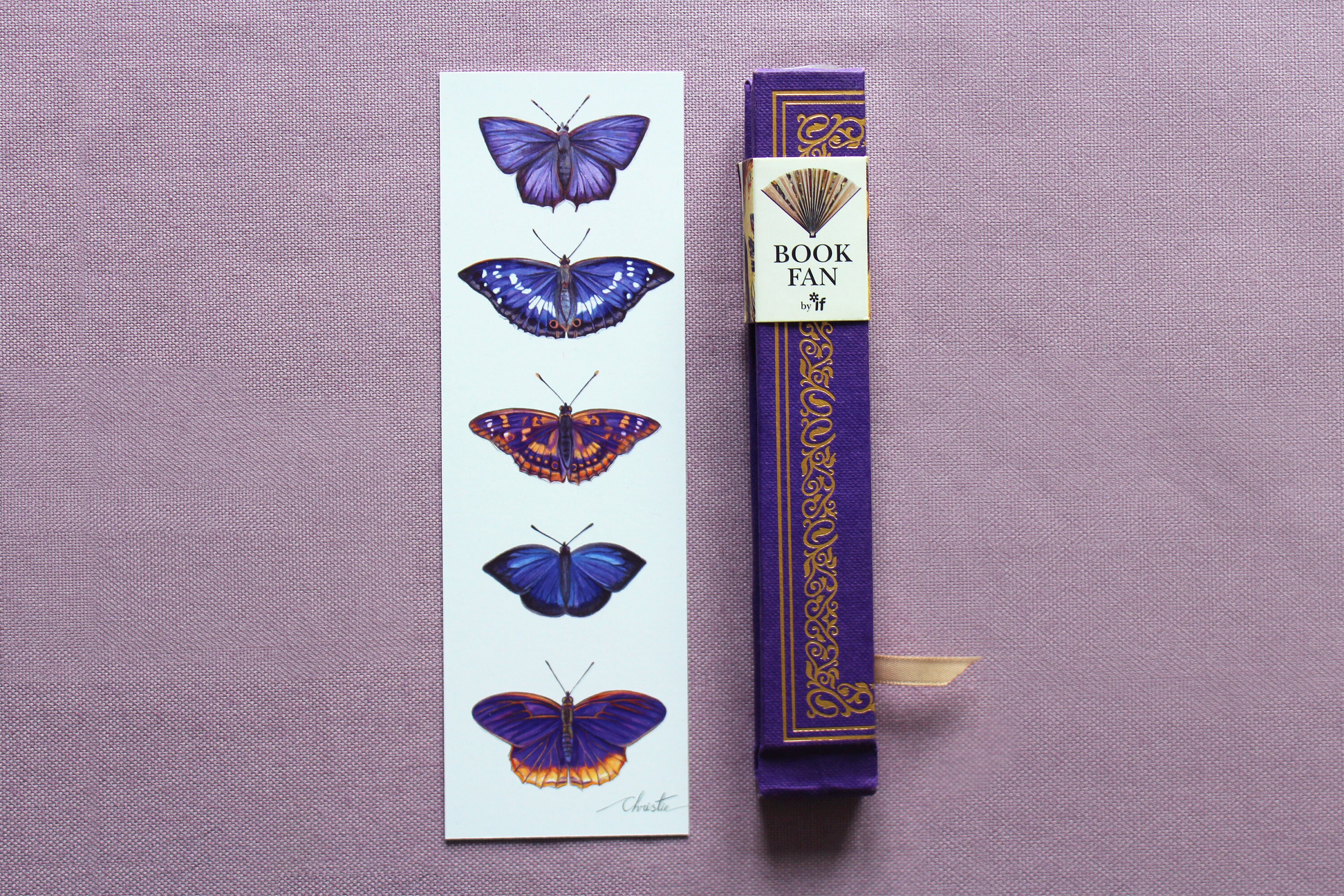 Purple Bookmark, Butterfly, Bookmark, Illustrated Bookmark, Bookmark