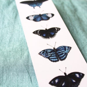 Blue Bookmark, butterfly, bookmark, illustrated bookmark, bookmark set, book lovers gift, birthday, gift, book merchandise, reading, books image 2