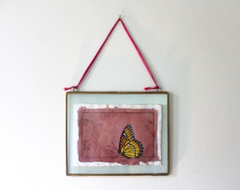 Butterfly, Viceroy Butterfly, Small Painting, Art, Original Painting, Painting, Handmade, Metal Frame, Metal Edged Frame, Recycled Paper