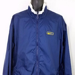Nike Windbreaker Jacket Vintage 90s Full Zip Racer Racing Stripe Oversize Mens Size Large