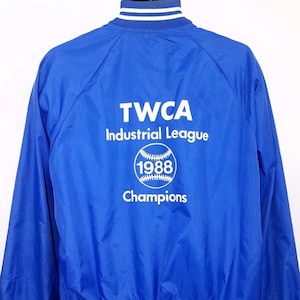 Baseball Satin Bomber Jacket Vintage 80s 1988 TWCA Made In USA Mens Size Large