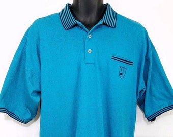 Xploits Sportswear Polo Shirt Vintage 80er Jahre Streetwear Blau Teal Herren Größe XL