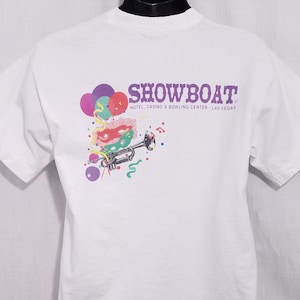 Showboat Casino T Shirt Vintage 90s Bowling GESLOTEN Las Vegas Mens Grootte Groot