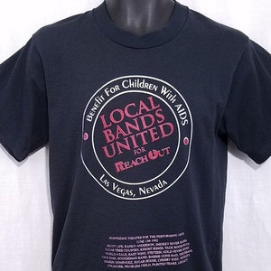 Local Bands United T Shirt Vintage 90s Benefit Children With AIDS Las Vegas Nevada Made In USA Mens Size Medium