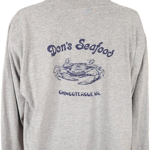 Vintage Dons Seafood T Shirt Mens Size 2XL Gray 90s Crab Chincoteague Virginia