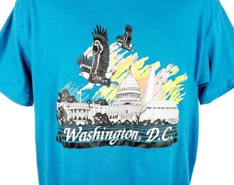 Washington DC T Shirt Vintage 80s The Nations Capital Bald Eagle 50/50 Made In USA Mens Size XL