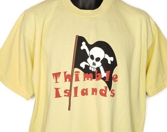Thimble Islands T Shirt Vintage 90s Skull And Crossbones Pirates Stony Creek Connecticut Mens Size XL