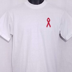AIDS Awareness T Shirt Vintage 80s Red Ribbon Made In USA Mens Size Medium