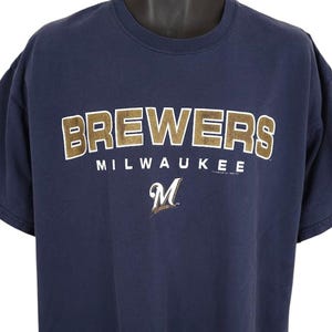 Vintage Milwaukee Brewers T Shirt Mens Size XL Blue Y2K MLB Baseball