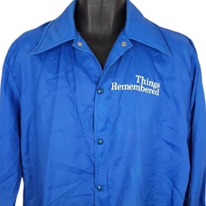Vintage Things Remembered Windbreaker Jacket Mens Size Large Blue 80s Gift Shop Made In USA