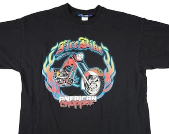 希少Tシャツ 1976年アメリカ製chopperバイカー古着 Vintage American Chopper T Shirt Mens Size XL Y2K Fire Bike