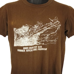 White Water Rafting T Shirt Vintage 80s High Country Inn Summer Adventure Program Mens Size Medium