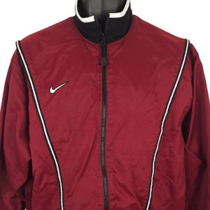 Vintage Nike Jacke Herren Größe L Rot 90er Jahre Gestreift Full-Zip Streetwear