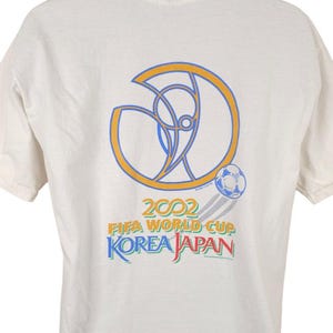 Vintage FIFA World Cup T Shirt Mens Size Large White Y2K 2002 Korea Japan Soccer