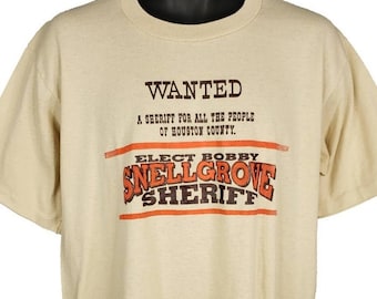 Elect Bobby Snellgrove Sheriff T Shirt Vintage 90s Houston County Texas 50/50 Made In USA Mens Size XL