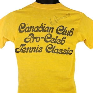Canadian Club Pro Celeb Tennis Classic T Shirt Vintage 80s Ken Rosewall SIGNED Mens Size Small