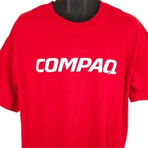 Vintage Compaq Computers T Shirt Mens Size 2XL Red Y2K Computing Technology