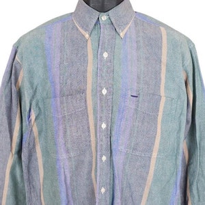 Vintage Arrow River Brand Shirt Mens Size Medium Blue Green 90s Striped Relaxed