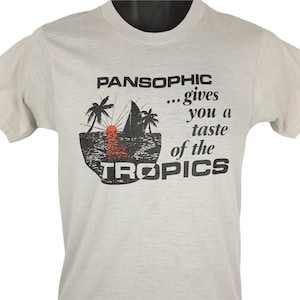 Camiseta Pansophic Vintage 80s Taste Of The Tropics 50/50 feita nos EUA tamanho masculino pequeno